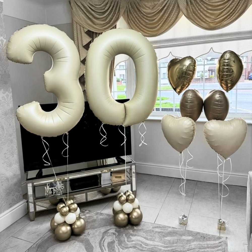 

Набор фольгированных шаров с гелием «Беж и бронза»