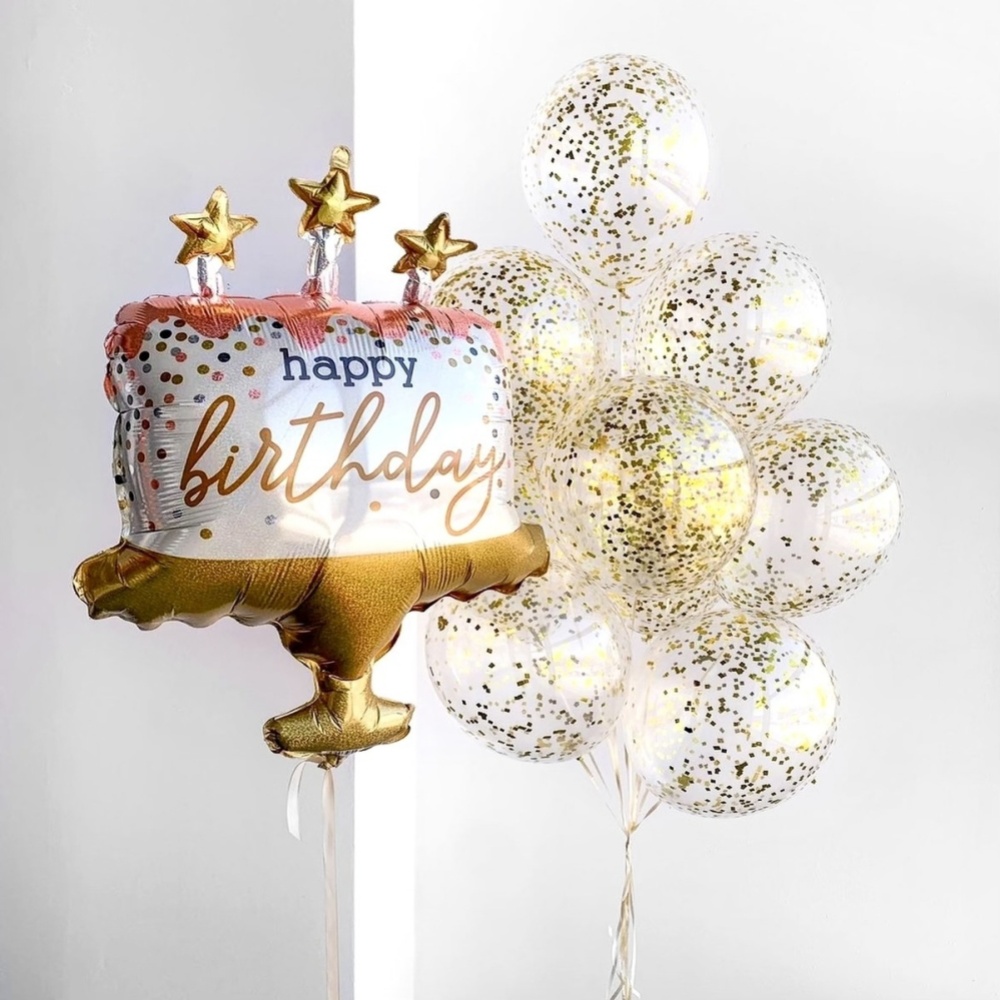 

Воздушные шары с гелием на день рождения «Праздничный торт»