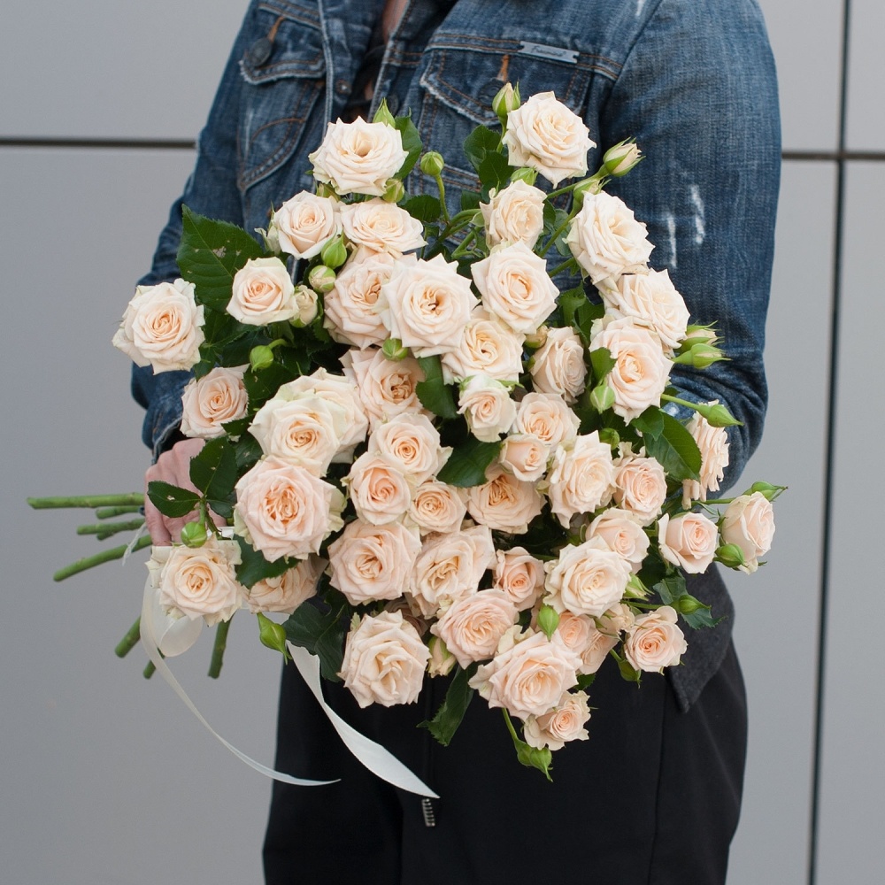 

Кремовые кустовые розы