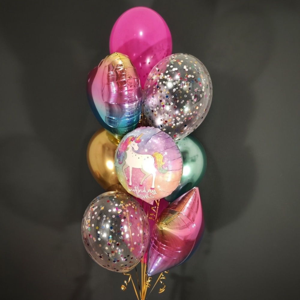 

Букет из 9 шаров в стиле Единорог