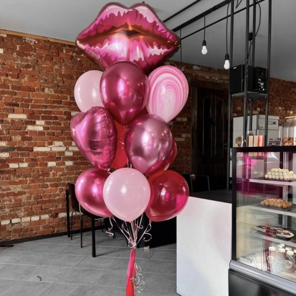 

Букет из розовых шаров «Поцелуй»