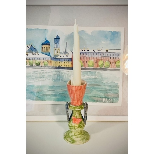 Подарочный набор "Свет оливы" (оливковое масло и керамический подсвечник) - изображение букета 4