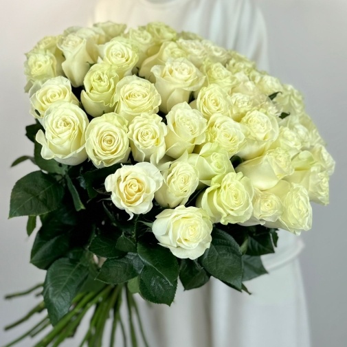 Роза Эквадор белая (60 см) - изображение букета 3