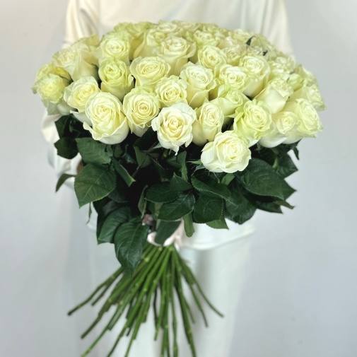 Роза Эквадор белая (60 см) - изображение букета 2