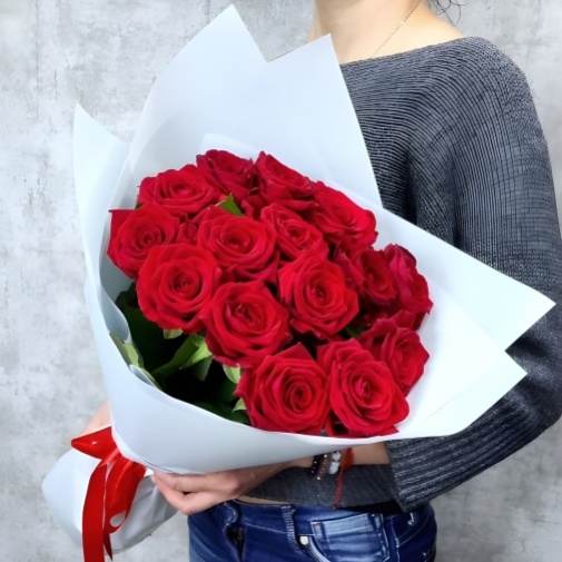 15 красных роз 60 см - изображение букета 3