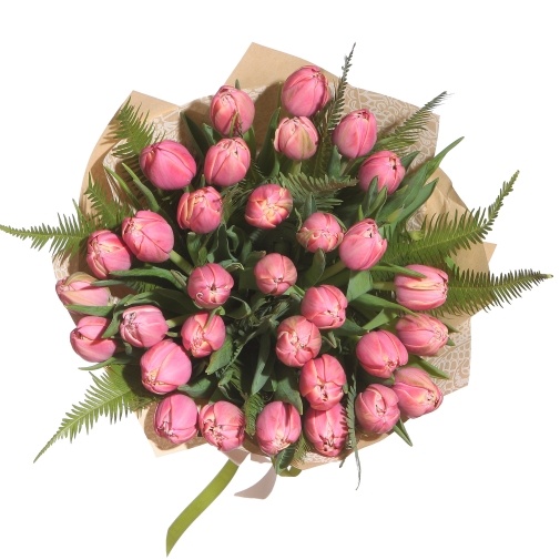 Розовые тюльпаны: Тюльпаны и амбрелла - изображение букета 2