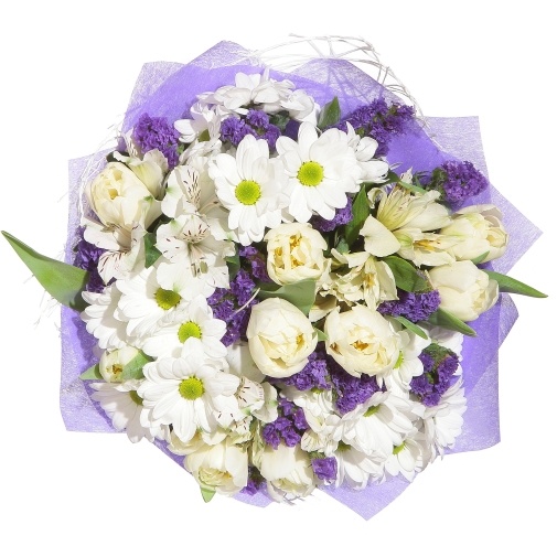 Юной леди: Тюльпаны и хризантемы - изображение букета 2