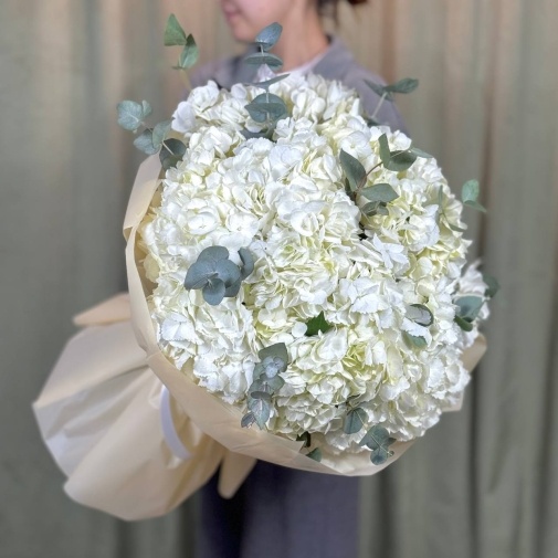 Snow-white hydrangea - image of a bouquet 2