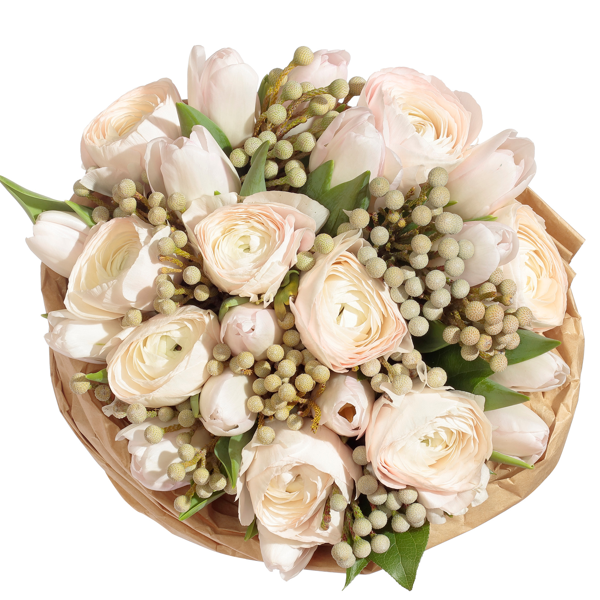 Крем-брюле: Ранункулюсы и тюльпаны